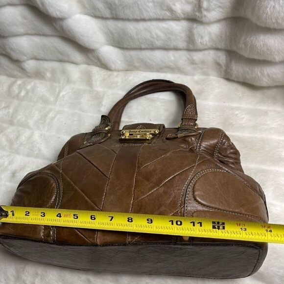 Vintage leather brown juicy Couture large satchel frame top crush lock . - Picture 3 of 16
